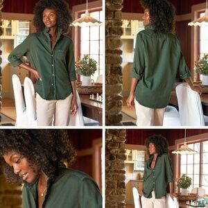 Frank & Eileen featherweight eileen button up, army green, xxs